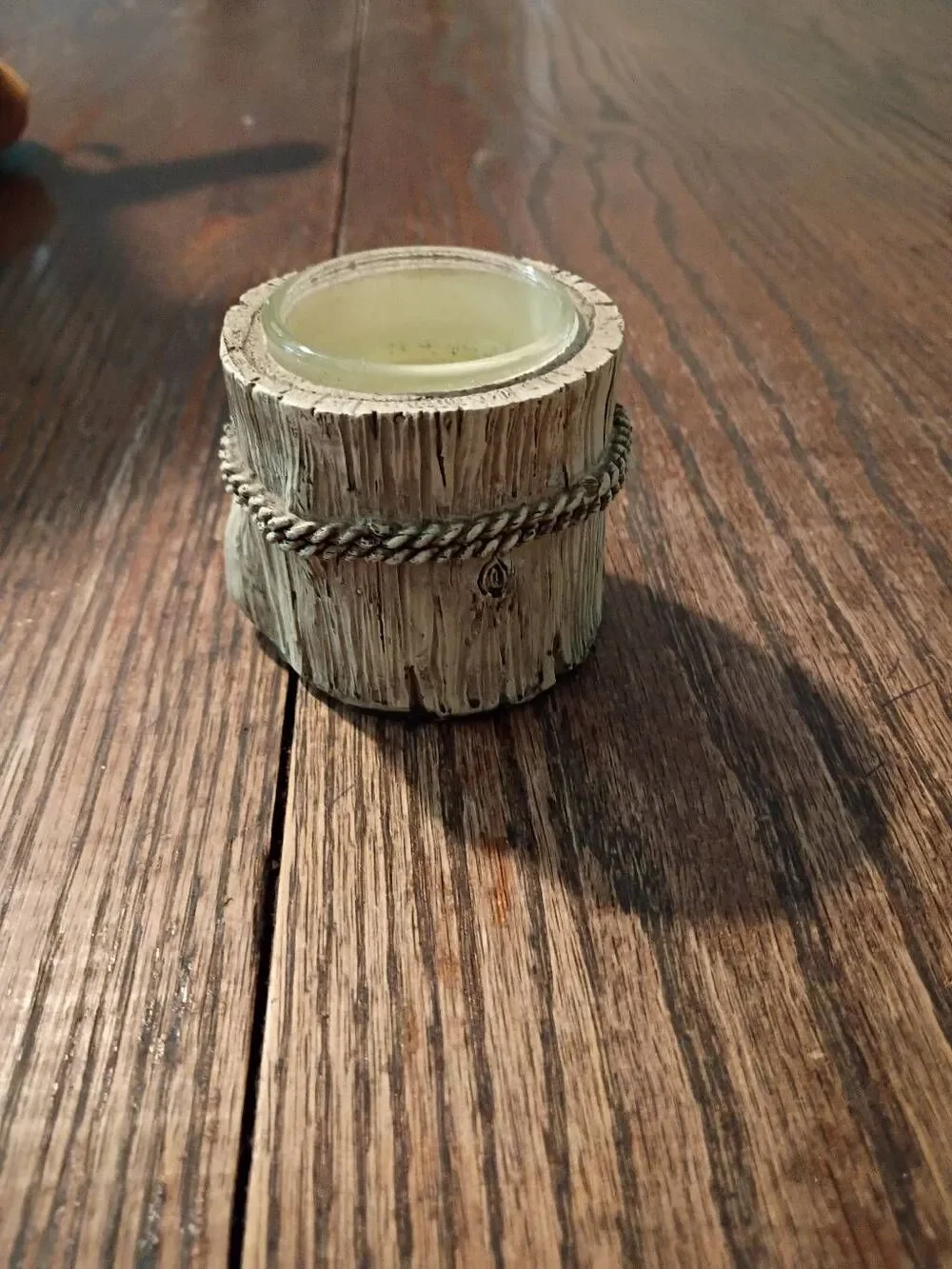Yankee Candle 2012 Coastal Seashell Faux Wood Votive Candle Holder Grey Cream